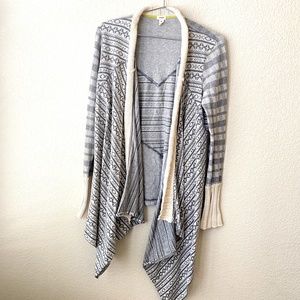 Anthropologie Tiny Womens Aztec Boho Open Front Waterfall Cardigan  Size M Flaw